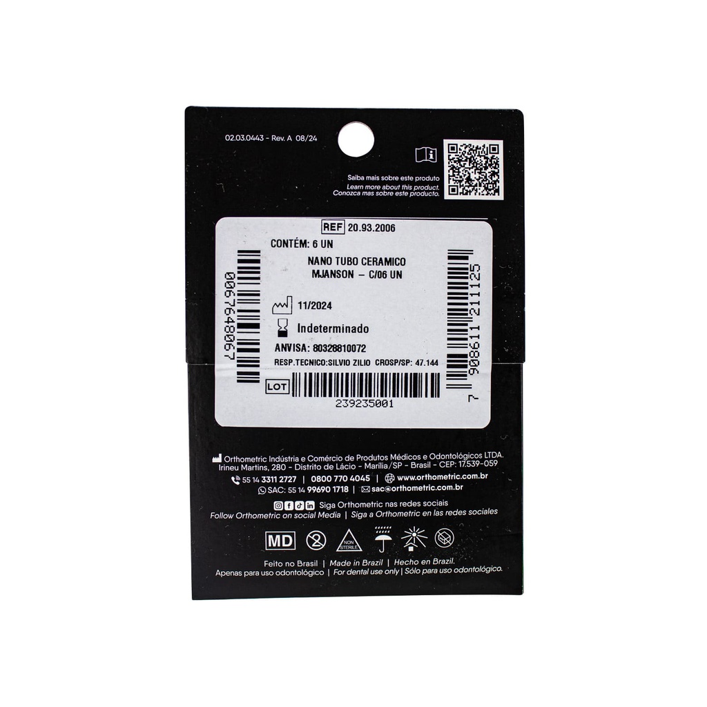 Nano Tubos cerámica Policristalina universales MJanson Orthometric