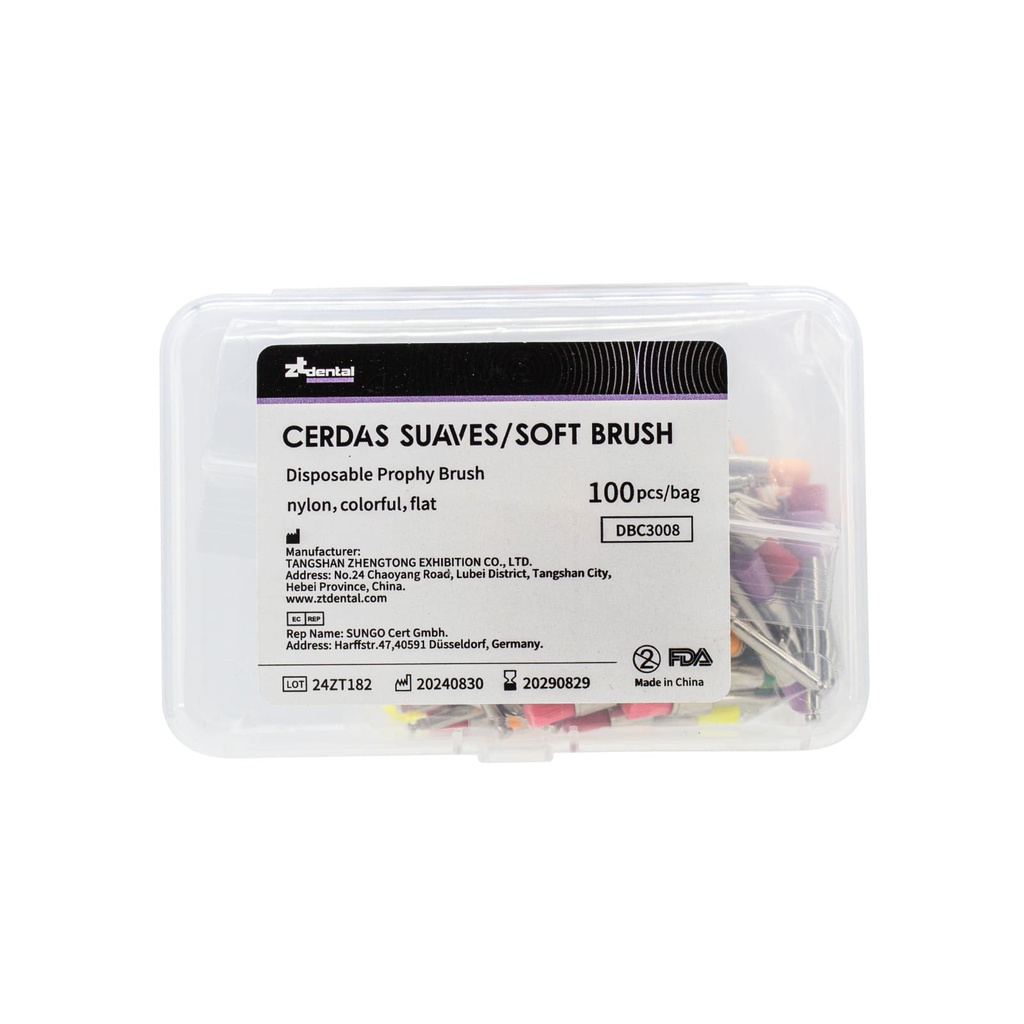 Escobillas para Profilaxia Colors Neon Penacho Nylon Suave ZT Dental