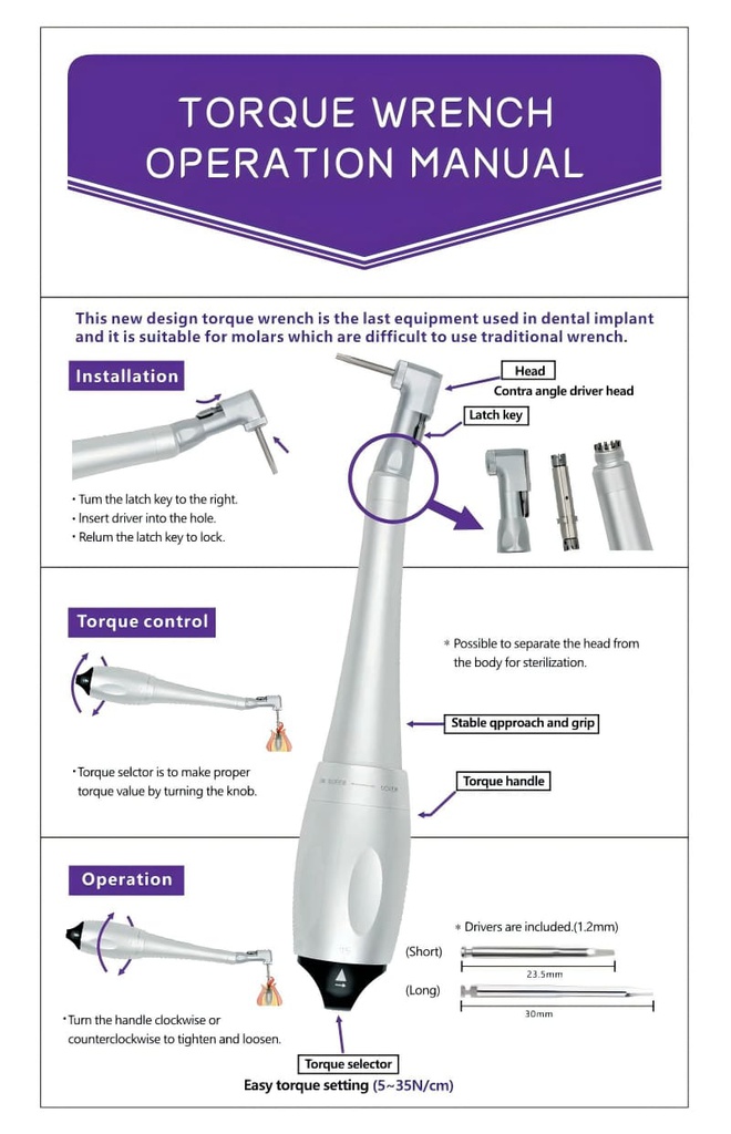Kit Protésico Universal con Torquímetro cabezal de contrángulo Machtig