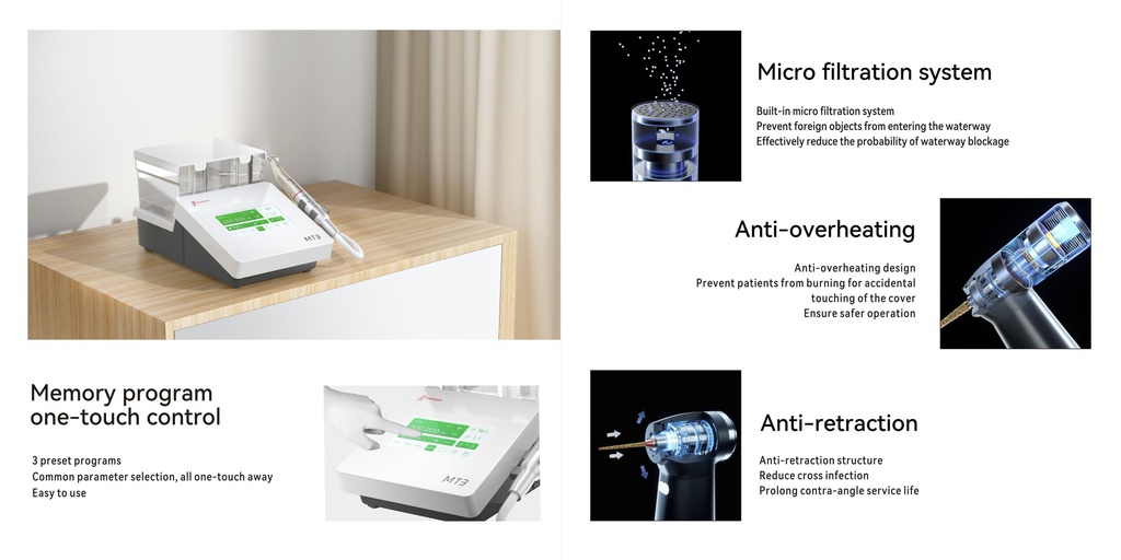 Motor eléctrico clínico led Sobremesa MT3 Woodpecker