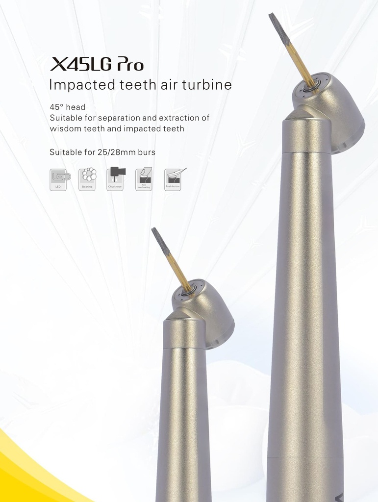 Turbina push led 45 grados quirúrgica X45L PRO Machtig