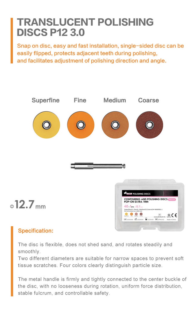 Set de 40 Discos para pulido + Porta disco Pop-On tipo 3M ZT Dental