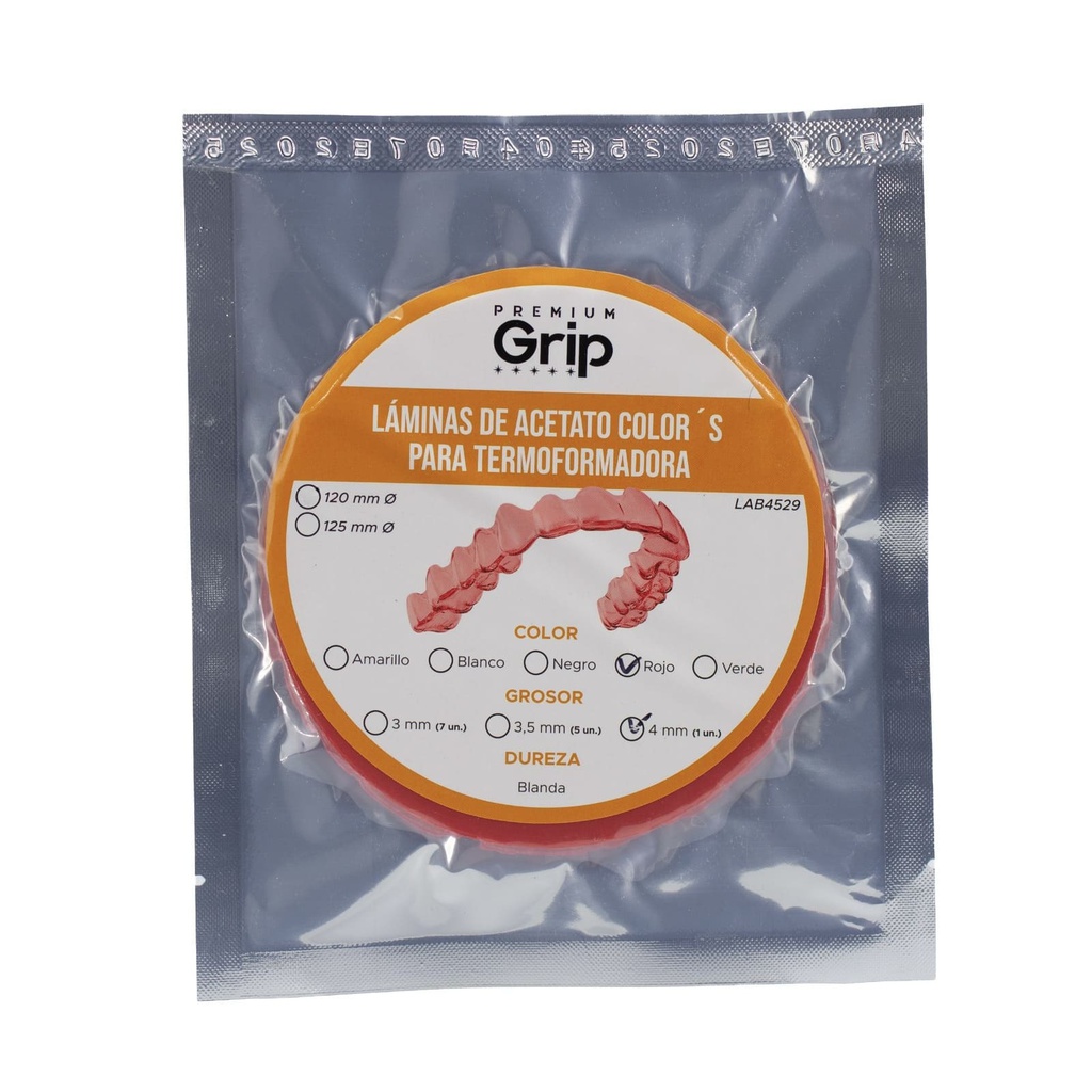 Placas láminas termoformables de Acetato redonda 4 x 125 mm Premium Grip