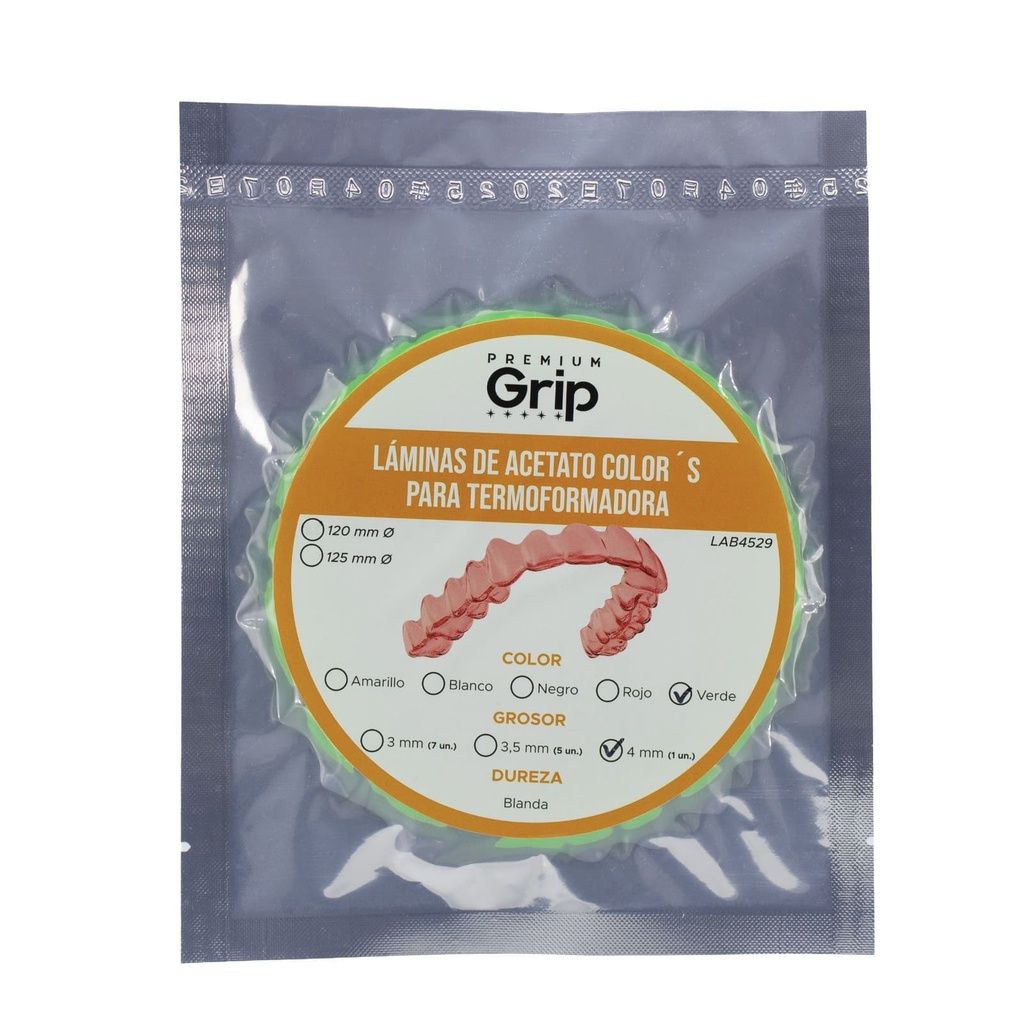 Placas láminas termoformables de Acetato redonda 4 x 120 mm Premium Grip
