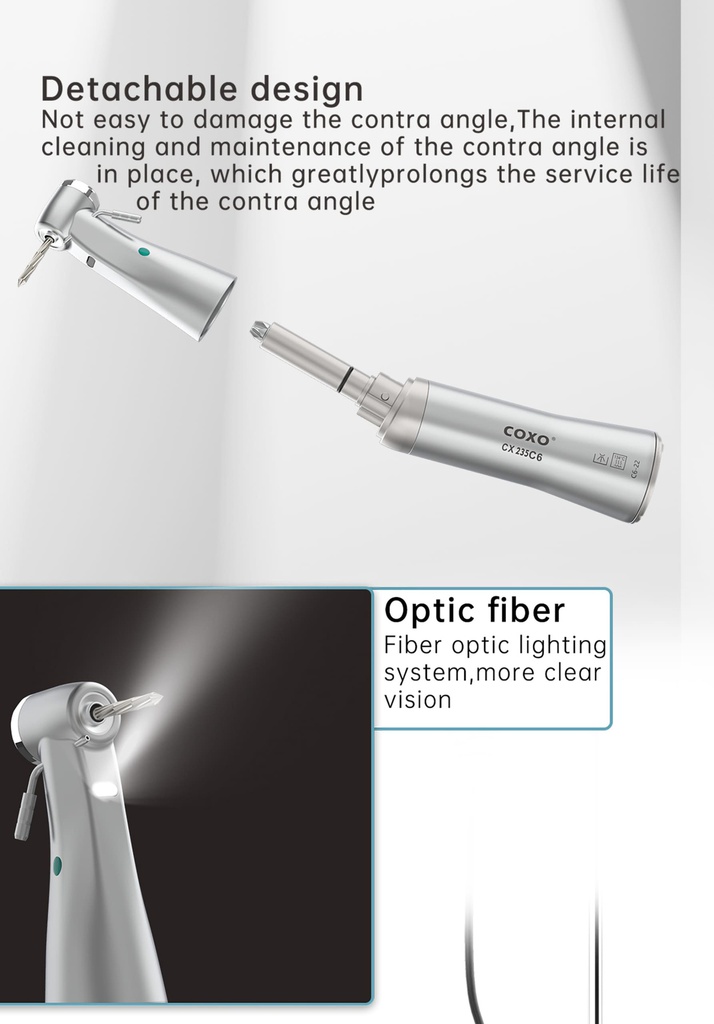 Contrángulo Push Led Reducción 20:1 Coxo CX235C6-22 (Anillo verde)