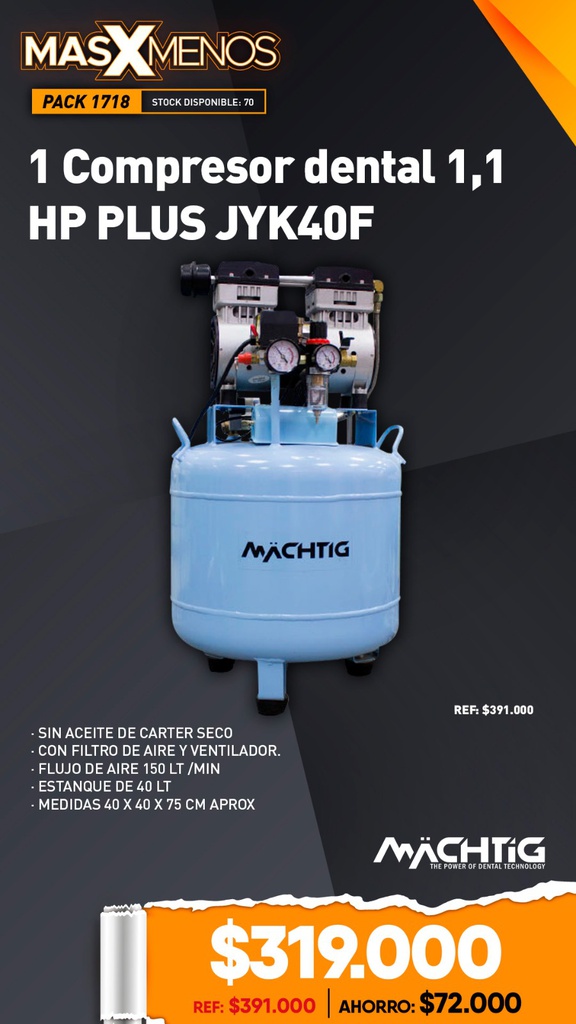 1 Compresor dental 1,1 HP PLUS JYK40F Machtig