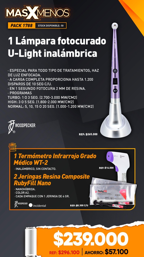 1 Lámpara fotocurado U-Light Woodpecker + Regalos