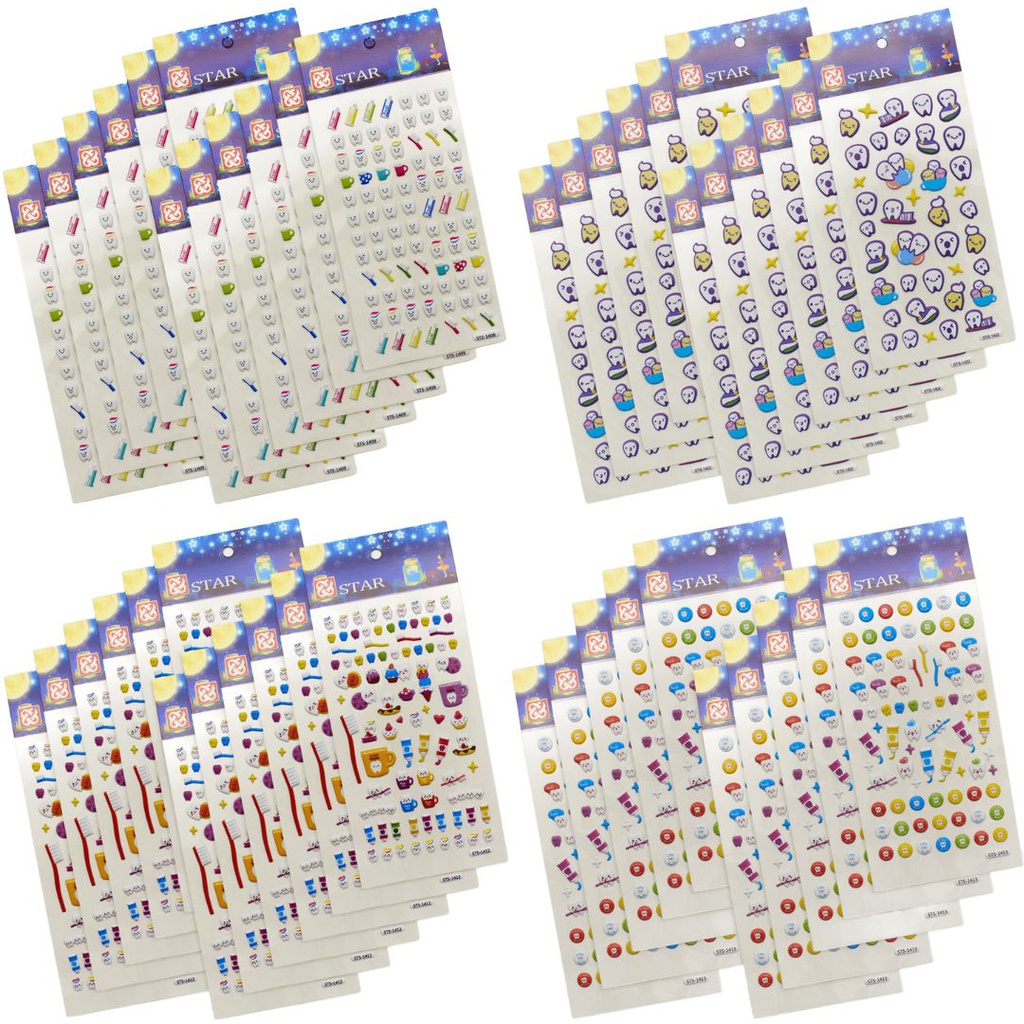 Adhesivos Stickers en relieve Muelita x 10 láminas