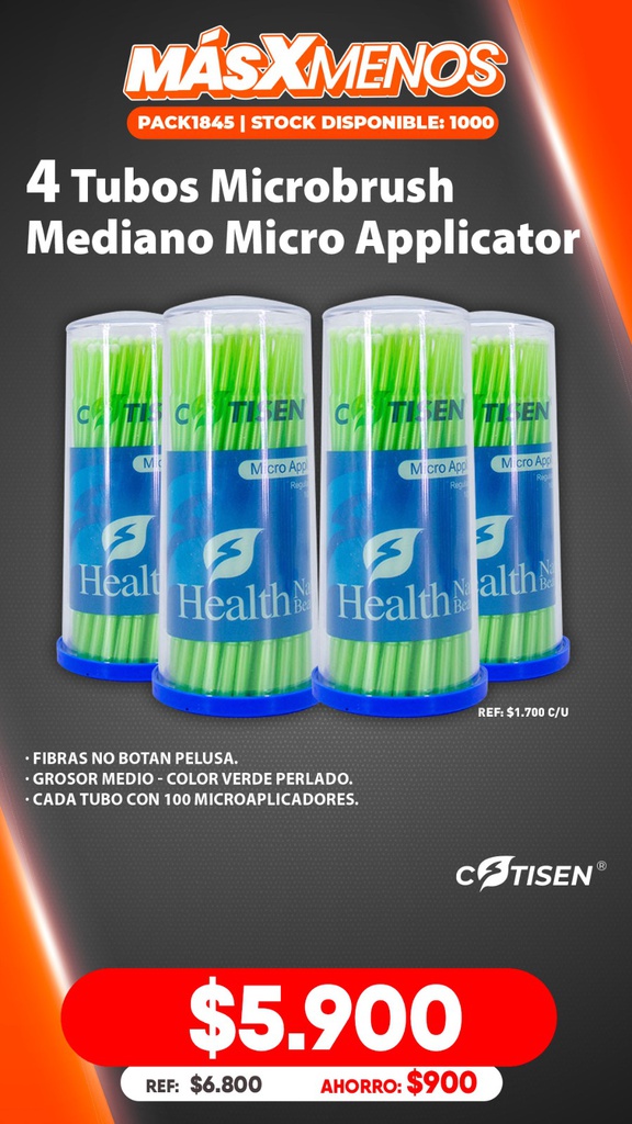 4 Tubos Microbrush Mediano Micro Applicator Cotisen