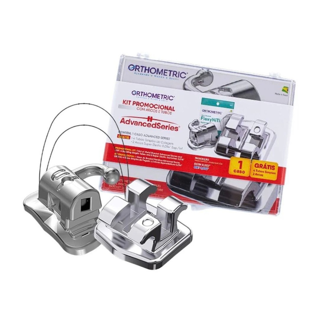 3 Kit de 1 Caso Brackets Metálicos (B+A+T) Advanced Series Orthometric + 1 Calibrador de Espacio Interproximal IPR Machtig