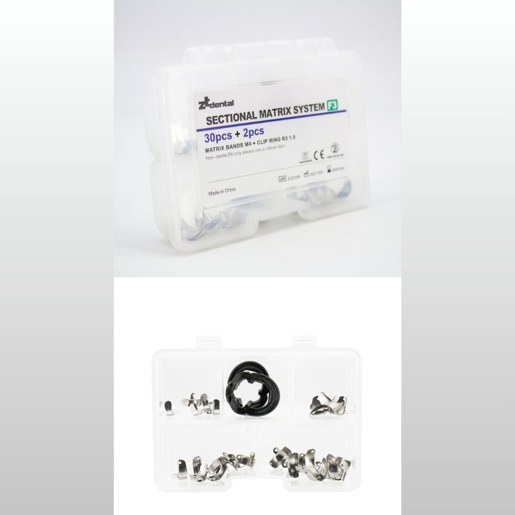 Set de 30 Bandas Matriz preformada con Clamps Peek F3 ZT Dental