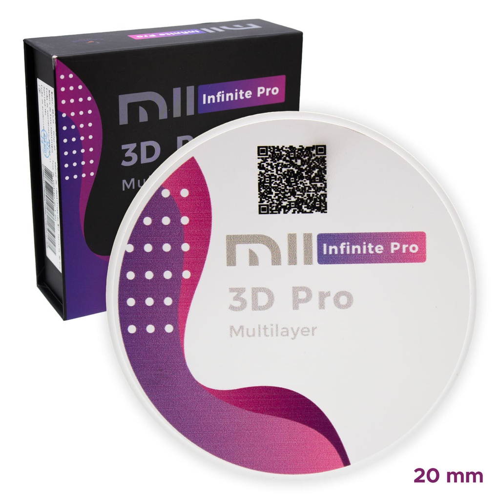 Disco de Zirconio Pro 3D Multi Ultra Translucidez TT 20 mm Mii Infinite Pro