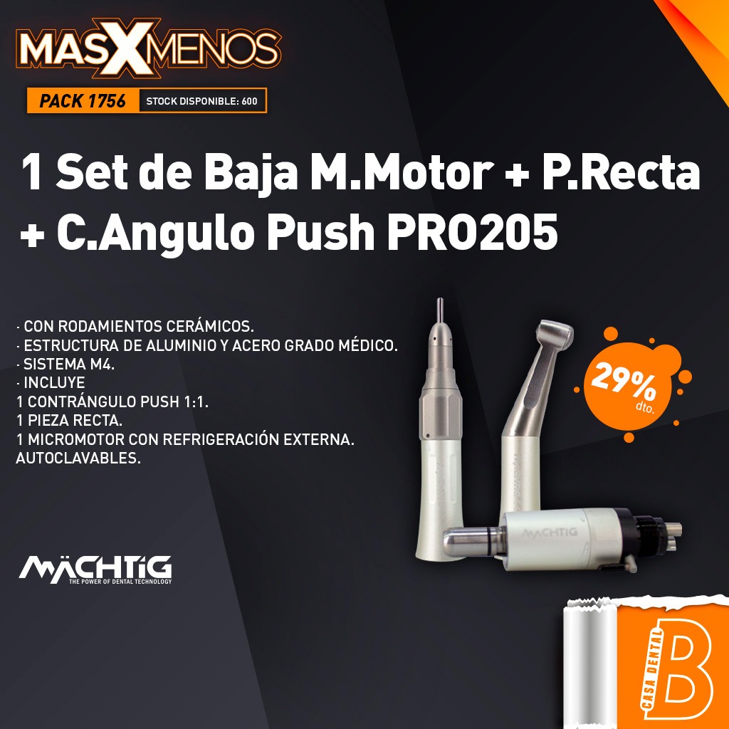 1 Set de Baja M.Motor + P.Recta + C.Angulo Push PRO205 Machtig