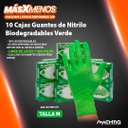 10 Cajas Guantes de Nitrilo Biodegradables Verde "M" Machtig