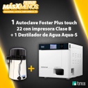 1 Autoclave Foster Plus Touch 22 con impresora clase B + 1 Destilador de Agua Aqua-S Fomos