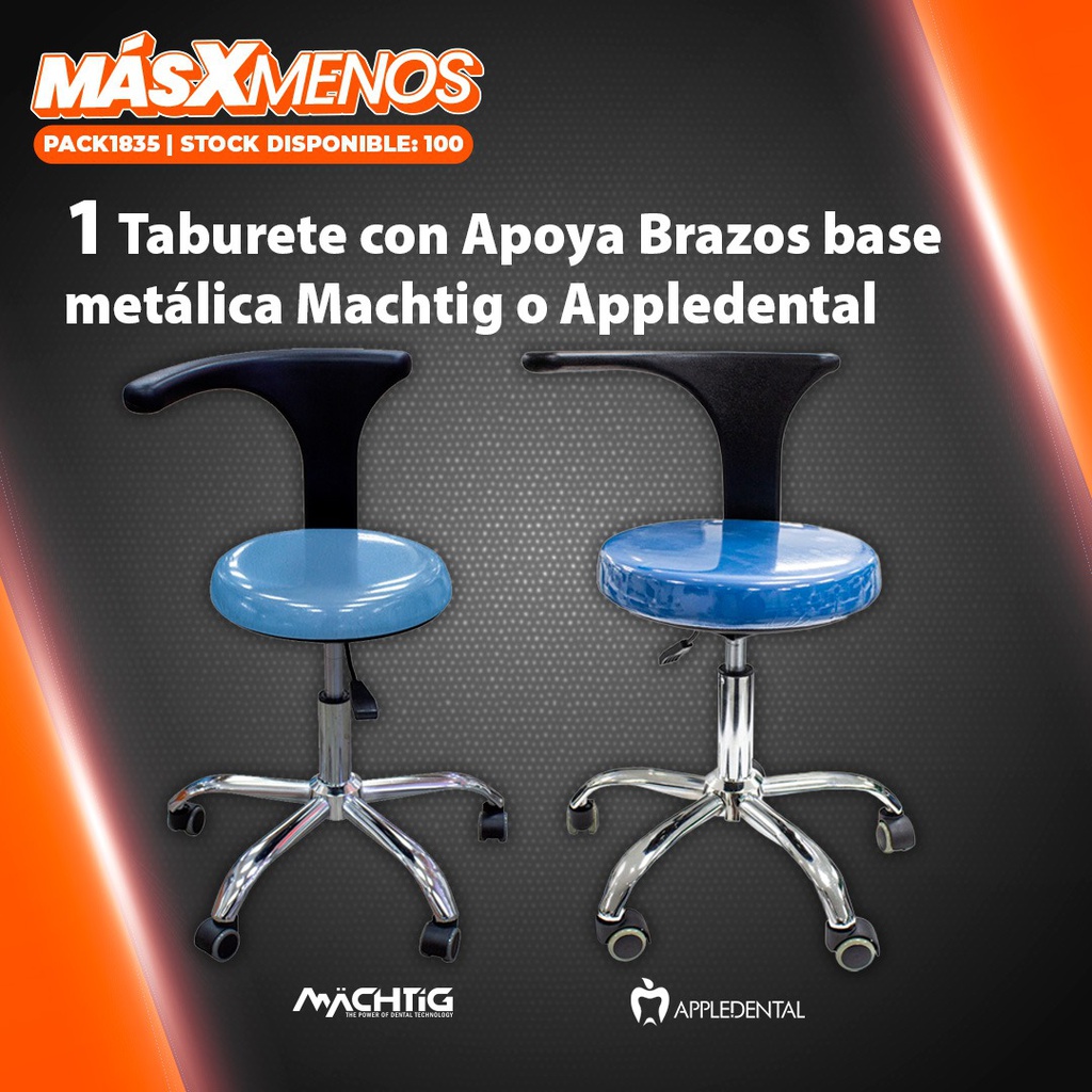 1 Taburete con apoya brazo base metálica Appledental Machtig