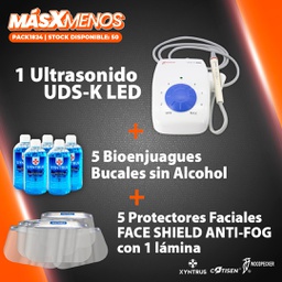 [PACK1824] 1 Ultrasonido UDS-K LED Woodpecker + 5 Bioenjuagues Bucales Sin Alcohol Xyntrus + 5 Protectores Faciales FACE SHIELD ANTI-FOG con 1 lámina Cotisen
