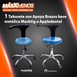 [PACK1835] 1 Taburete con apoya brazo base metálica Appledental Machtig