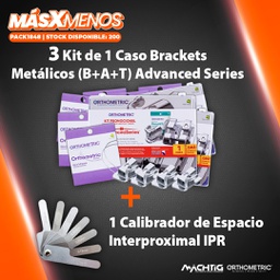 [PACK1848] 3 Kit de 1 Caso Brackets Metálicos (B+A+T) Advanced Series Orthometric + 1 Calibrador de Espacio Interproximal IPR Machtig