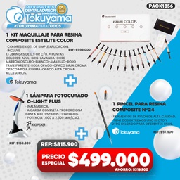 [PACK1856] 1 Kit Maquillaje para Resina Estelite Color Tokuyama + 1 Lámpara fotocurado O-Light Plus Woodpecker + 1 Pincel para Resina N°24 Tokuyama